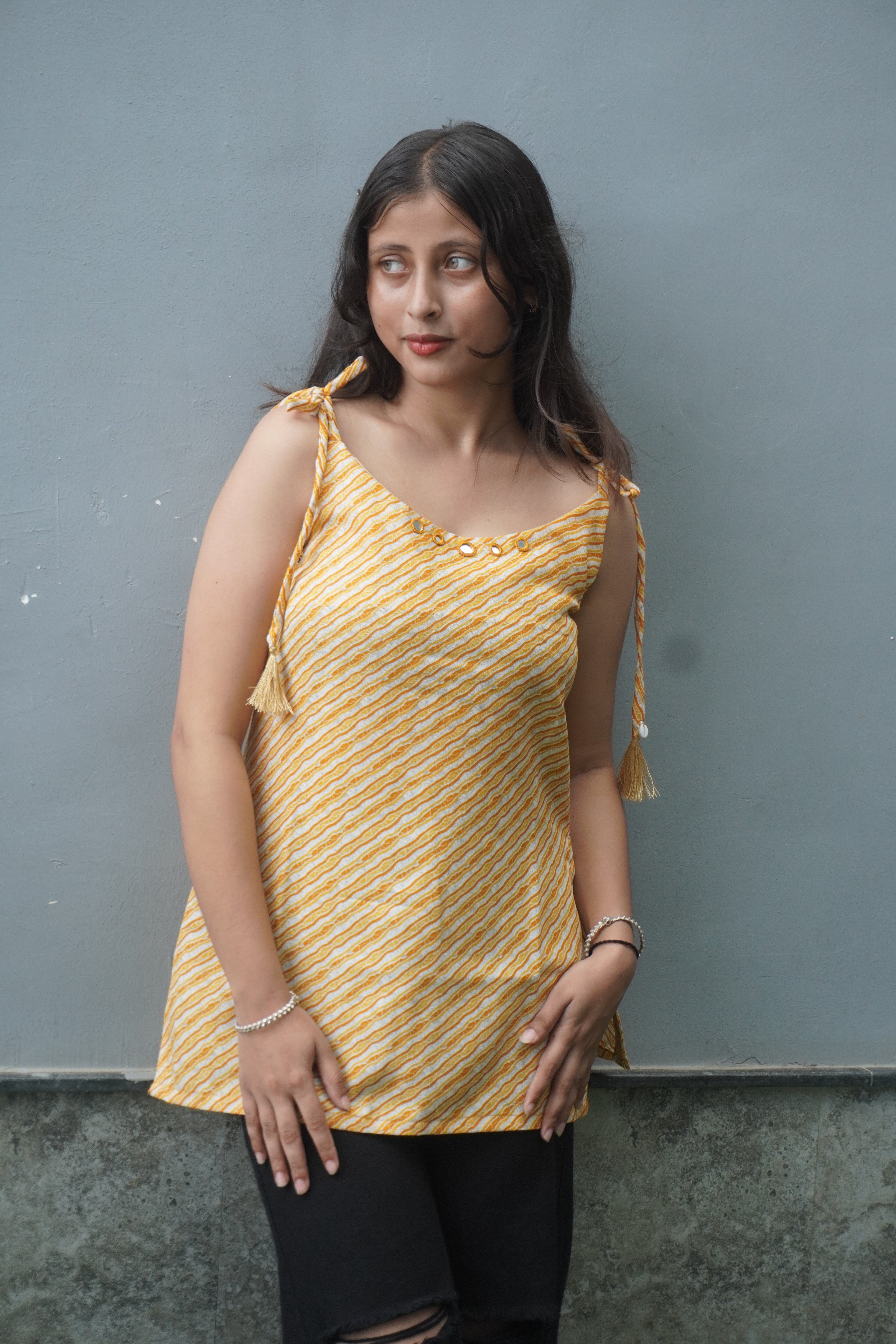 Sunset Breeze Striped Boho kurti