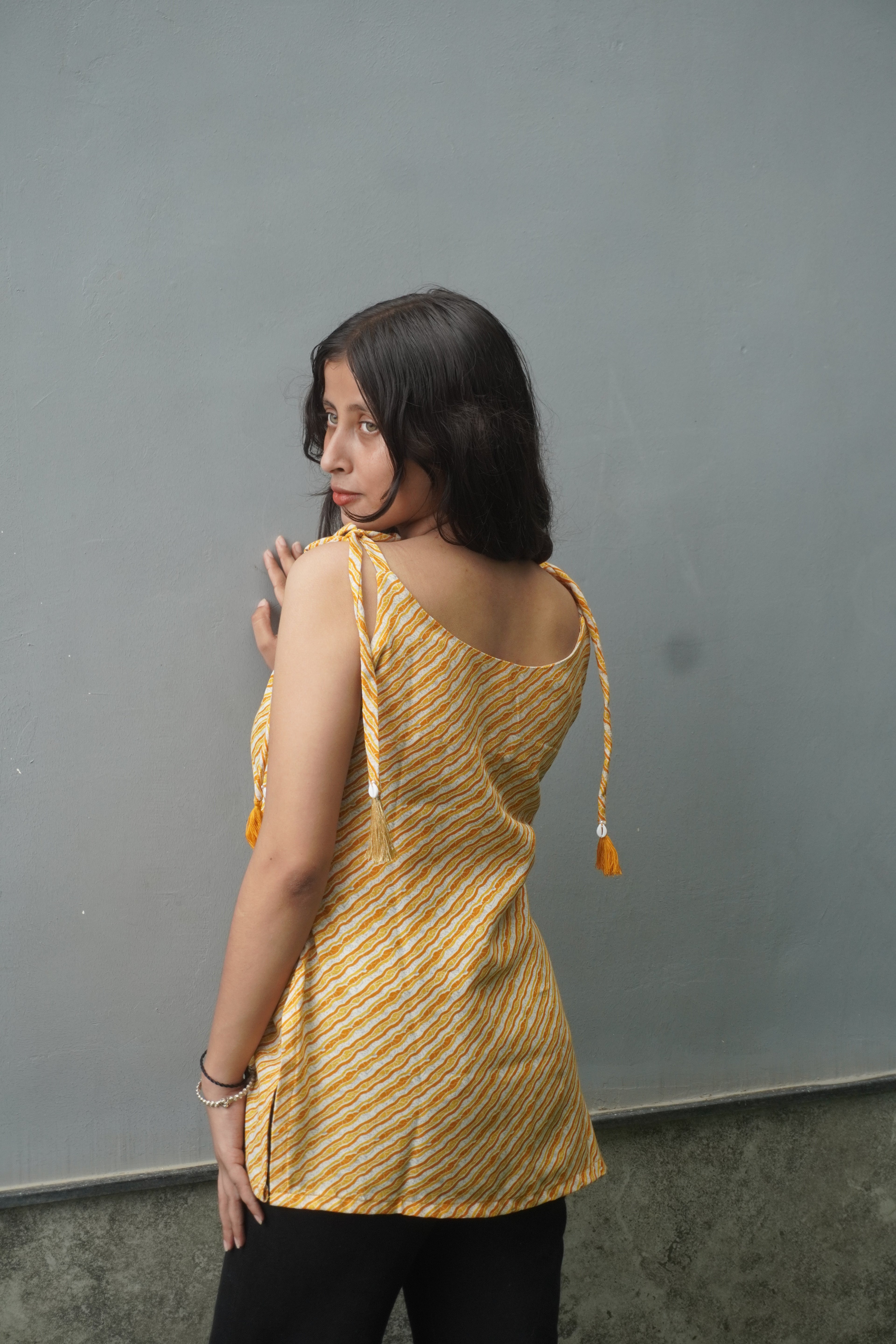 Sunset Breeze Striped Boho kurti