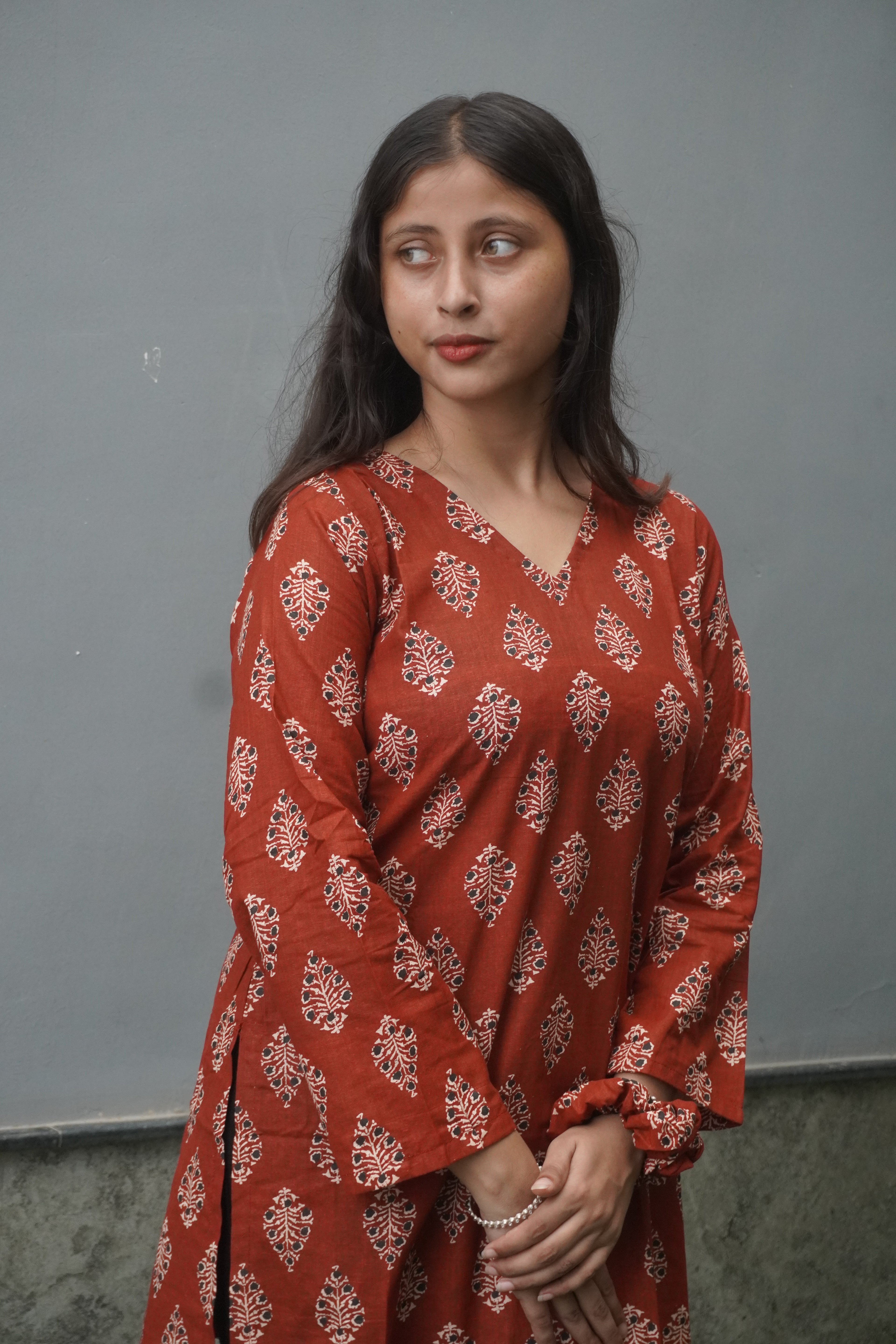 Handblock-Style Printed Cotton Kurti