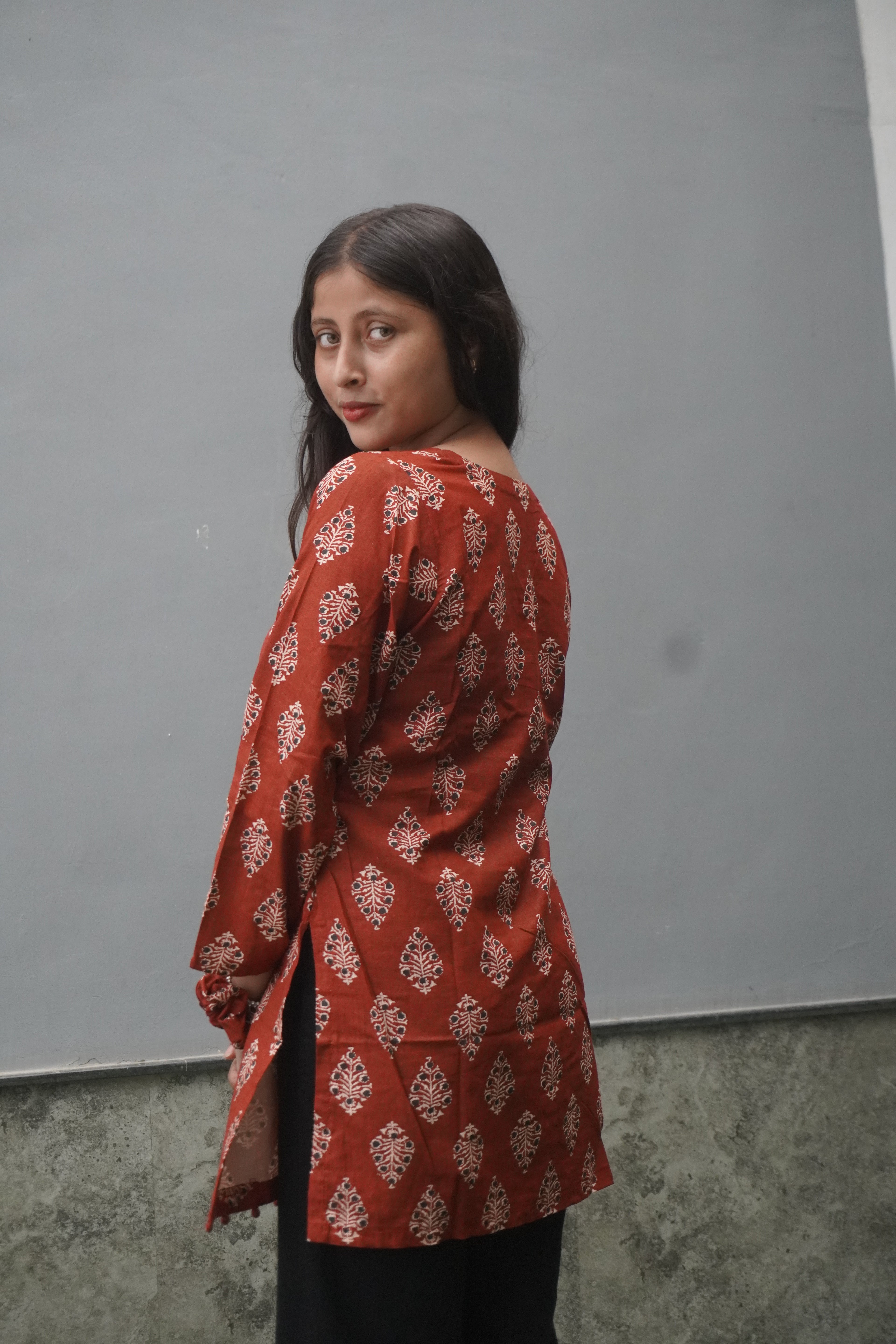 Handblock-Style Printed Cotton Kurti