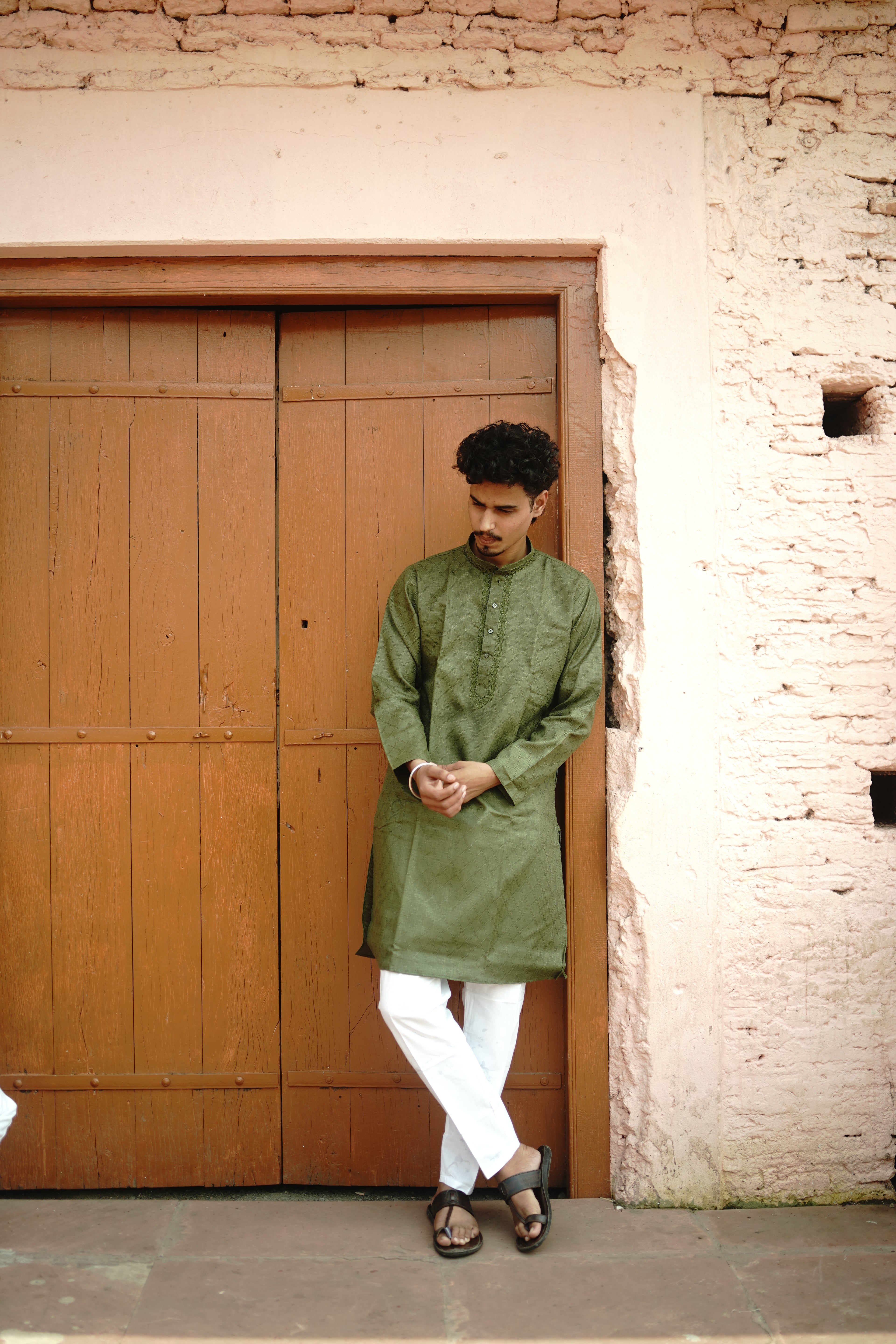Classic Olive Green Cotton Kurta with pajama