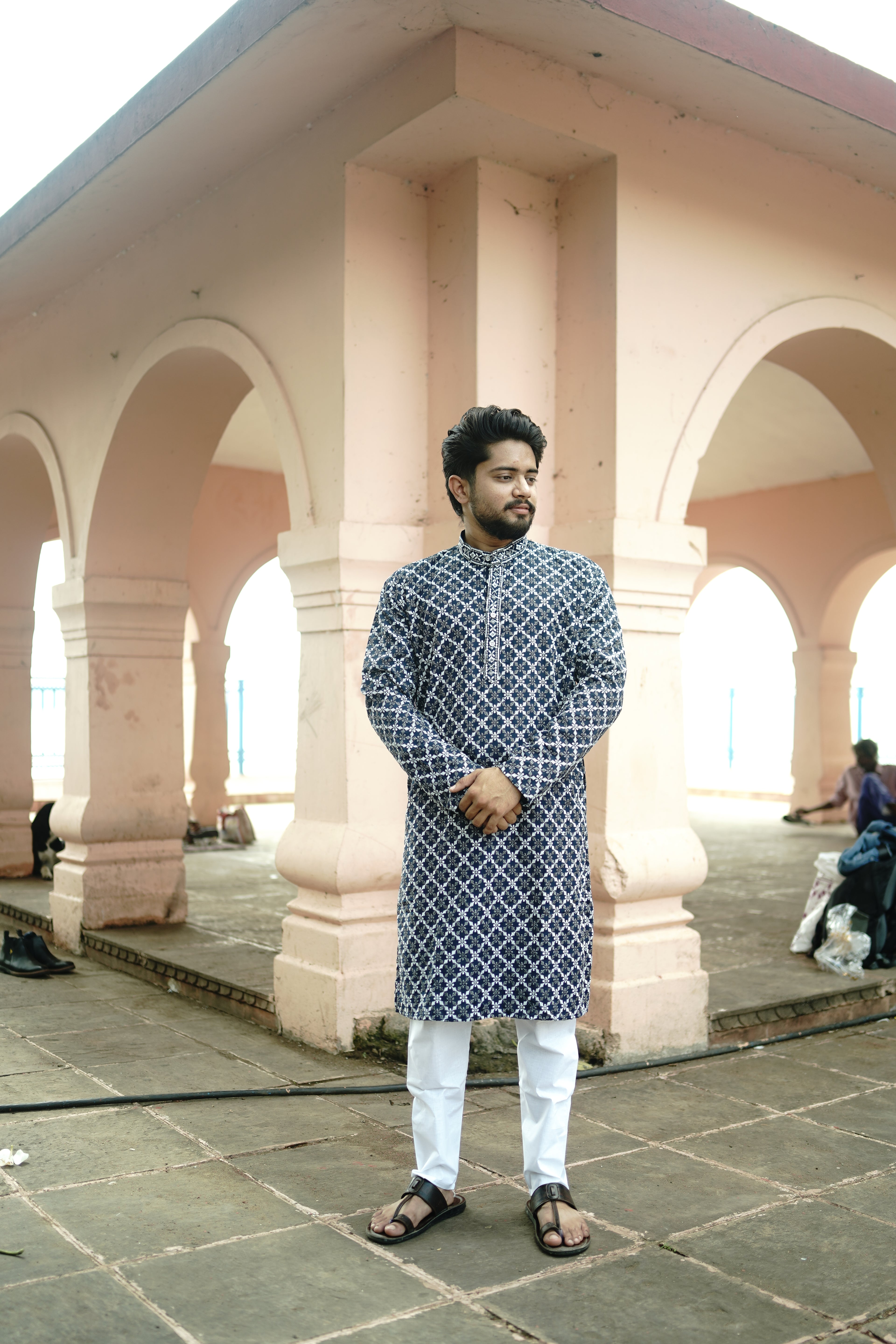 Elegant Navy Blue Printed Kurta
