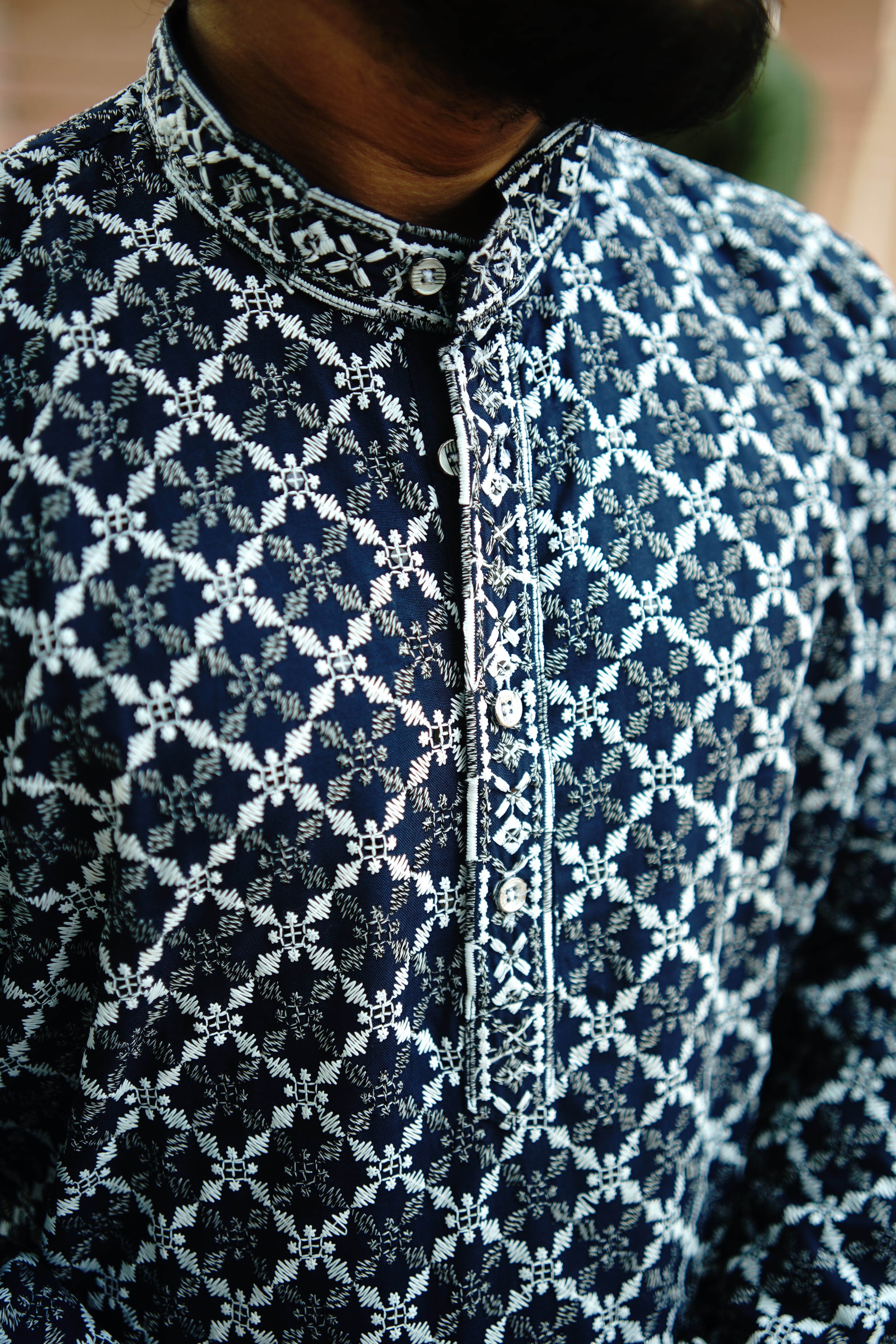 Elegant Navy Blue Printed Kurta