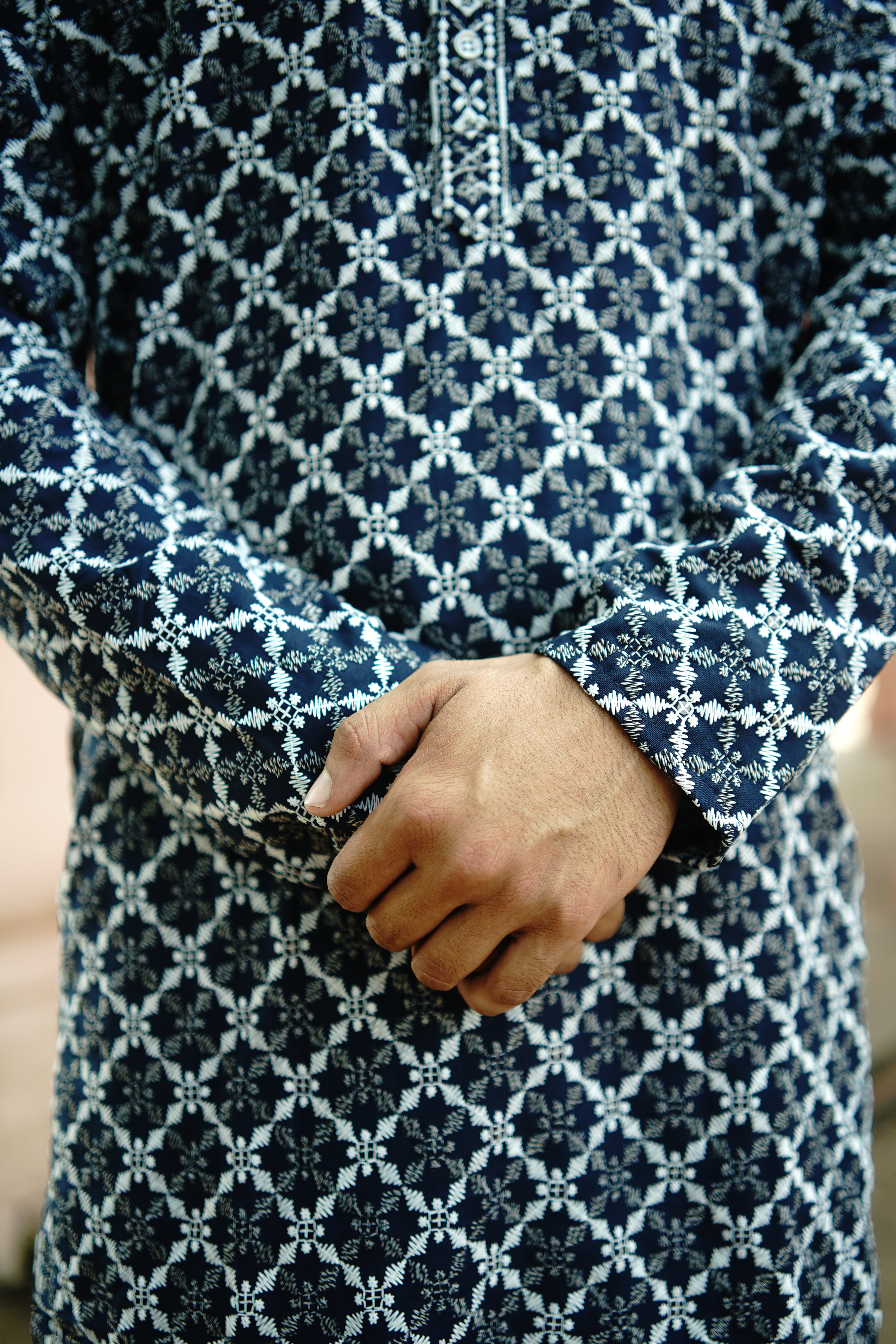 Elegant Navy Blue Printed Kurta