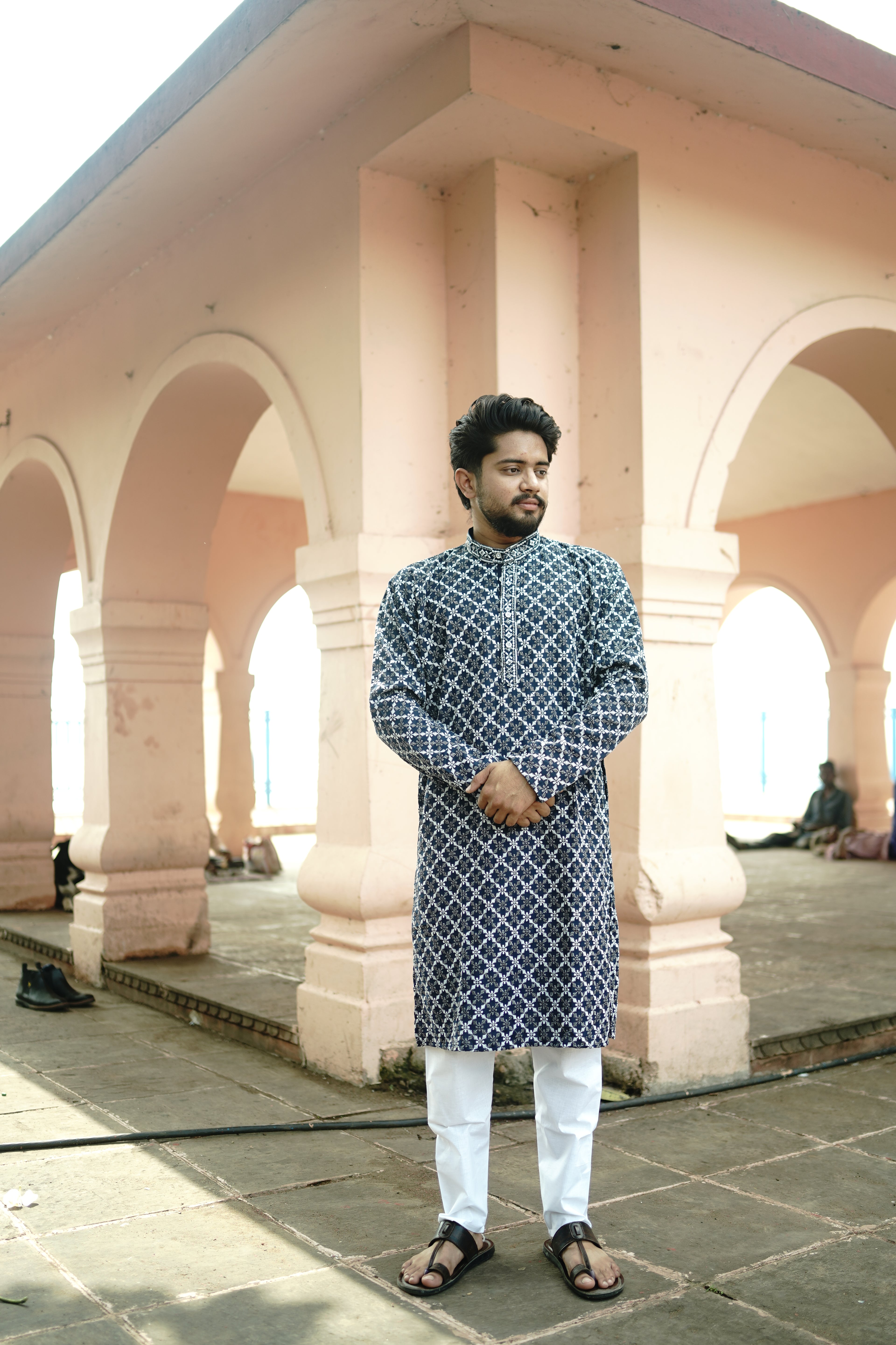 Elegant Navy Blue Printed Kurta