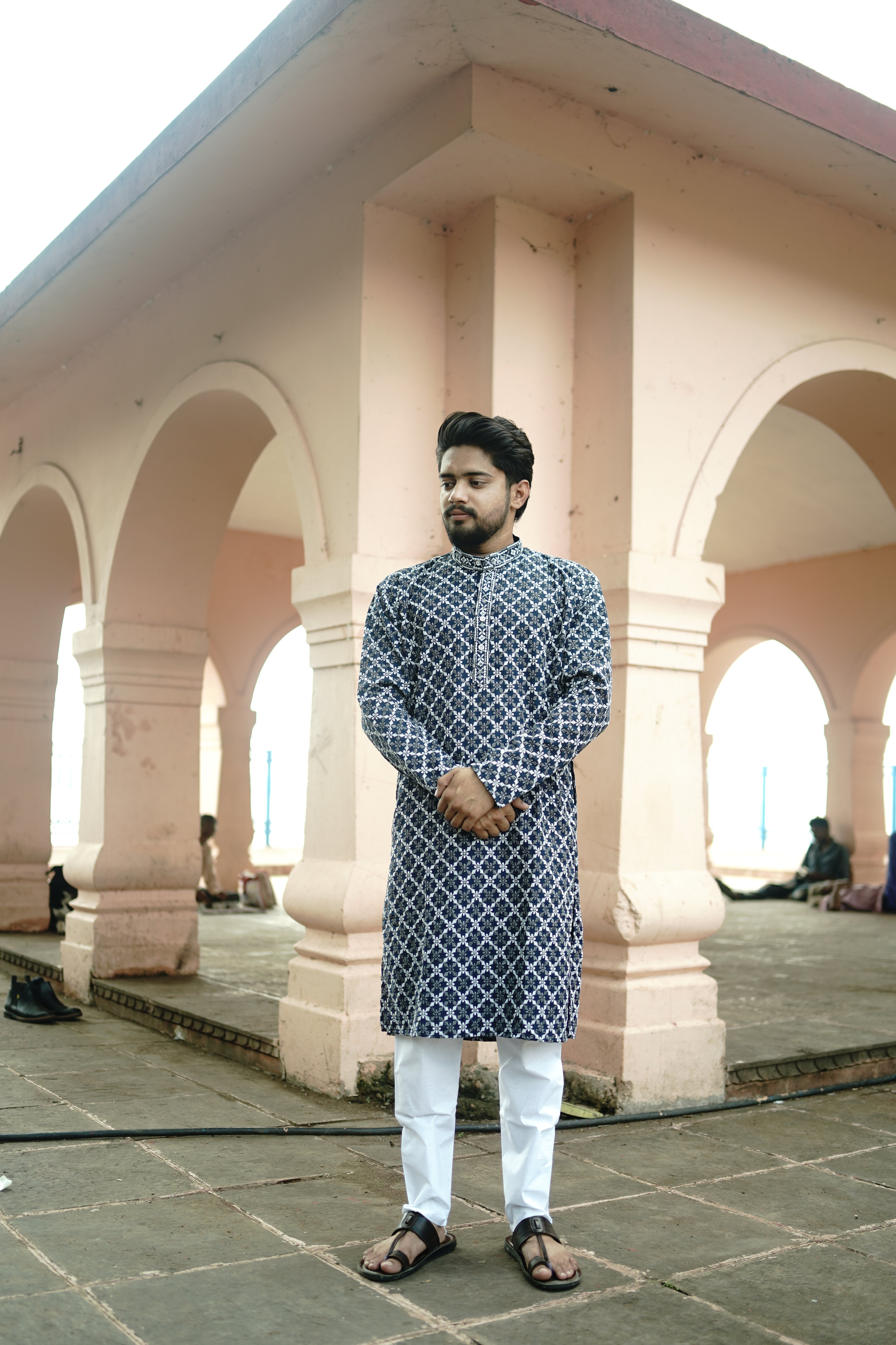Elegant Navy Blue Printed Kurta