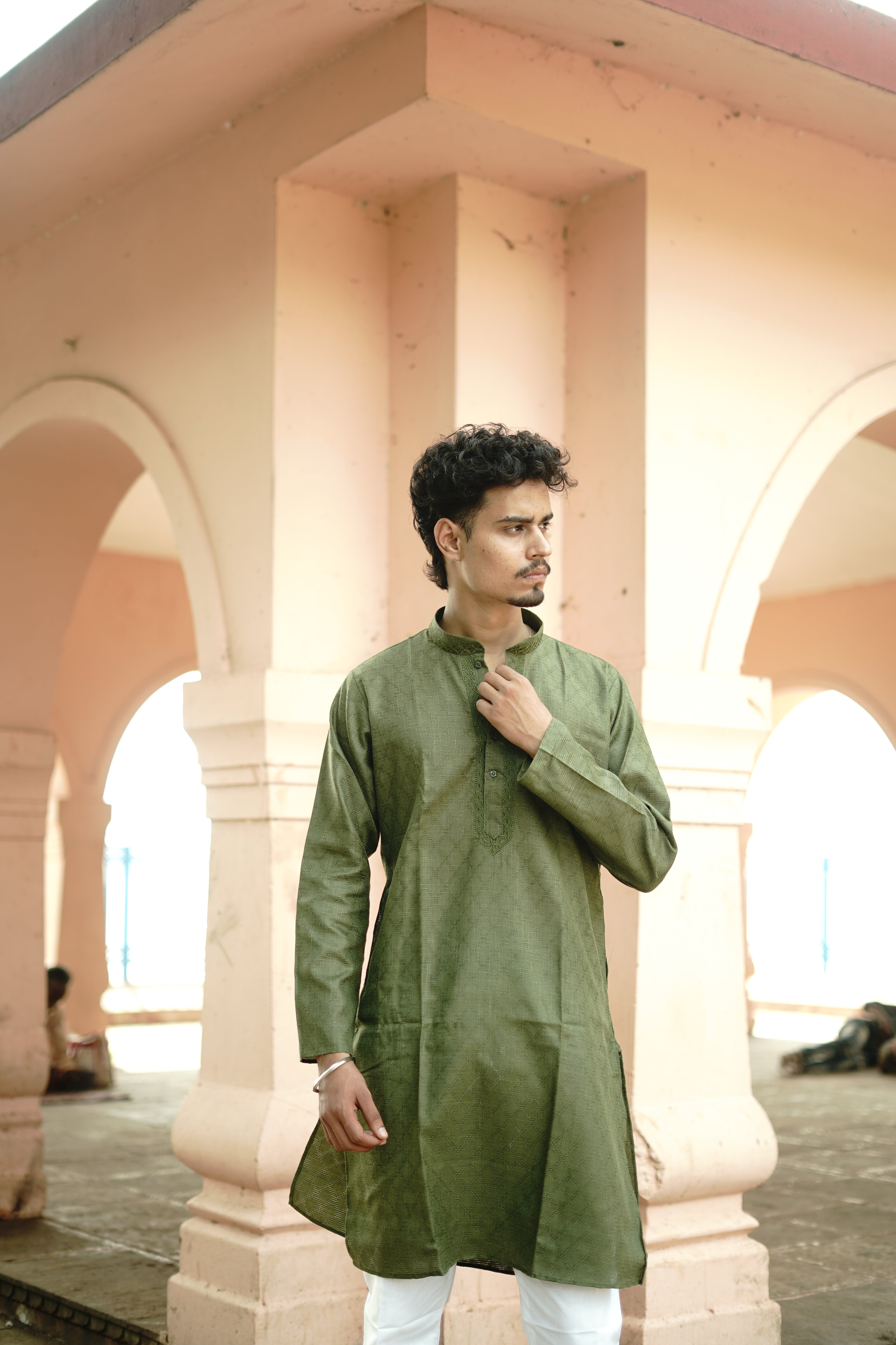 Classic Olive Green Cotton Kurta with pajama
