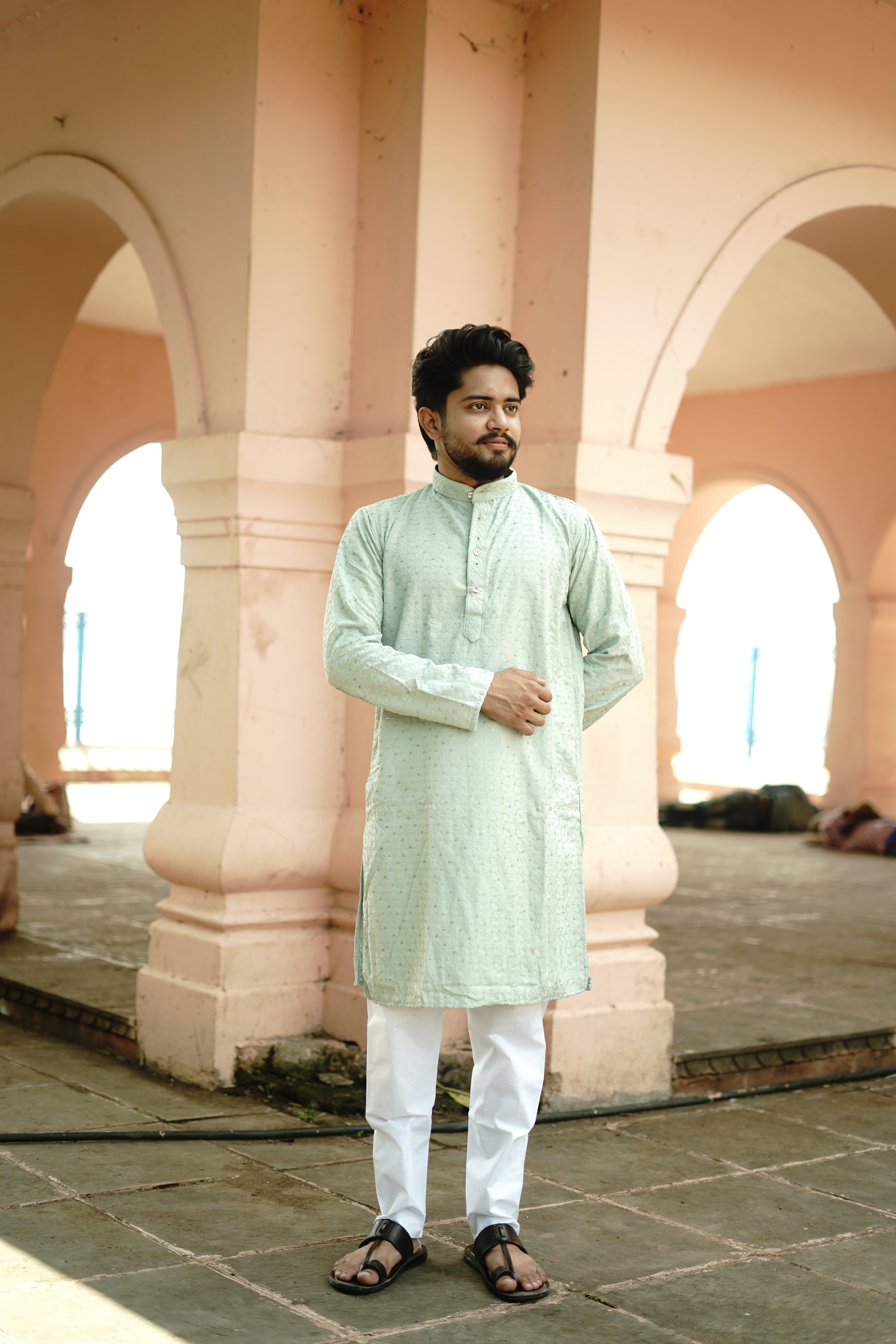Pastel Green Embroidered Kurta
