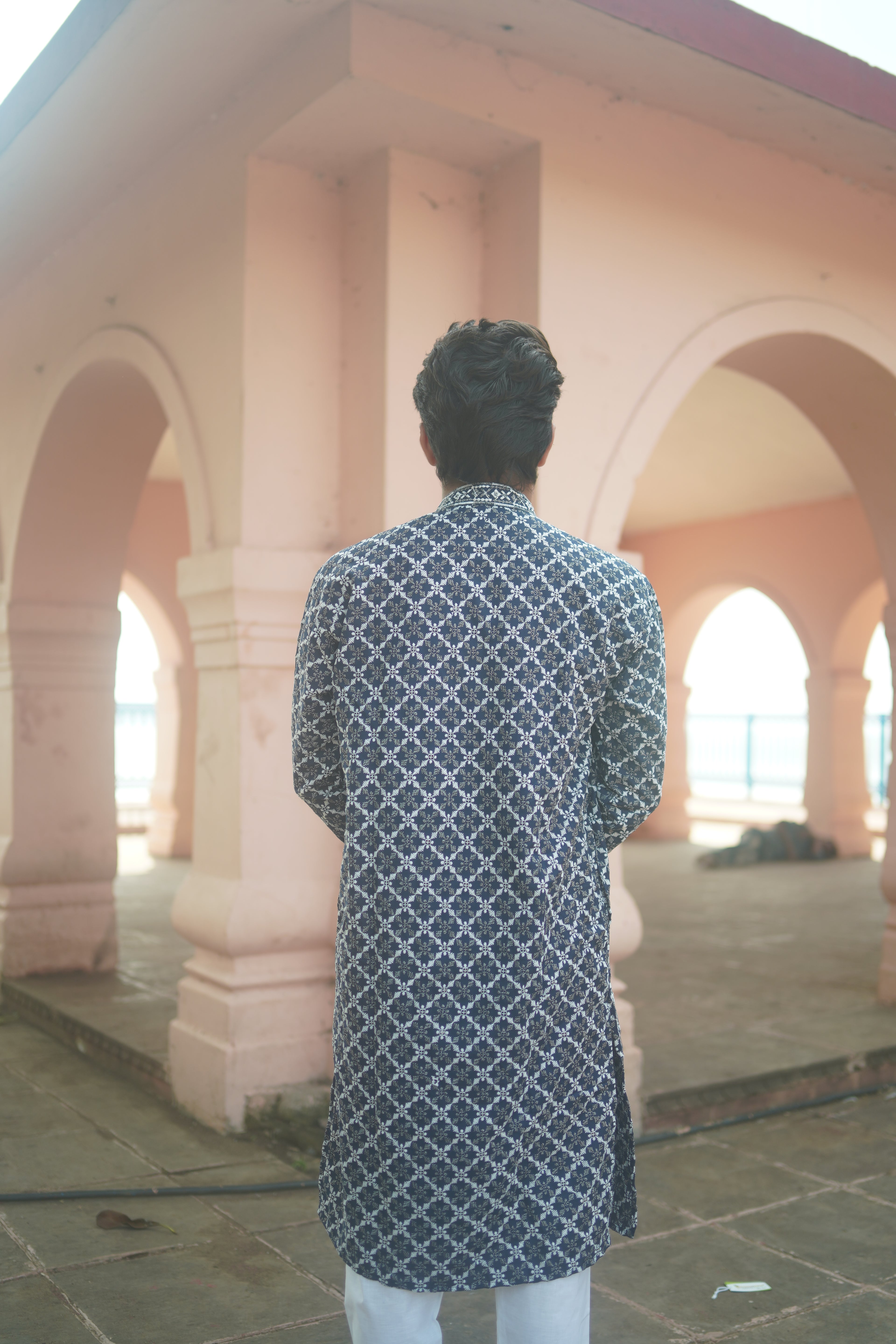 Elegant Navy Blue Printed Kurta