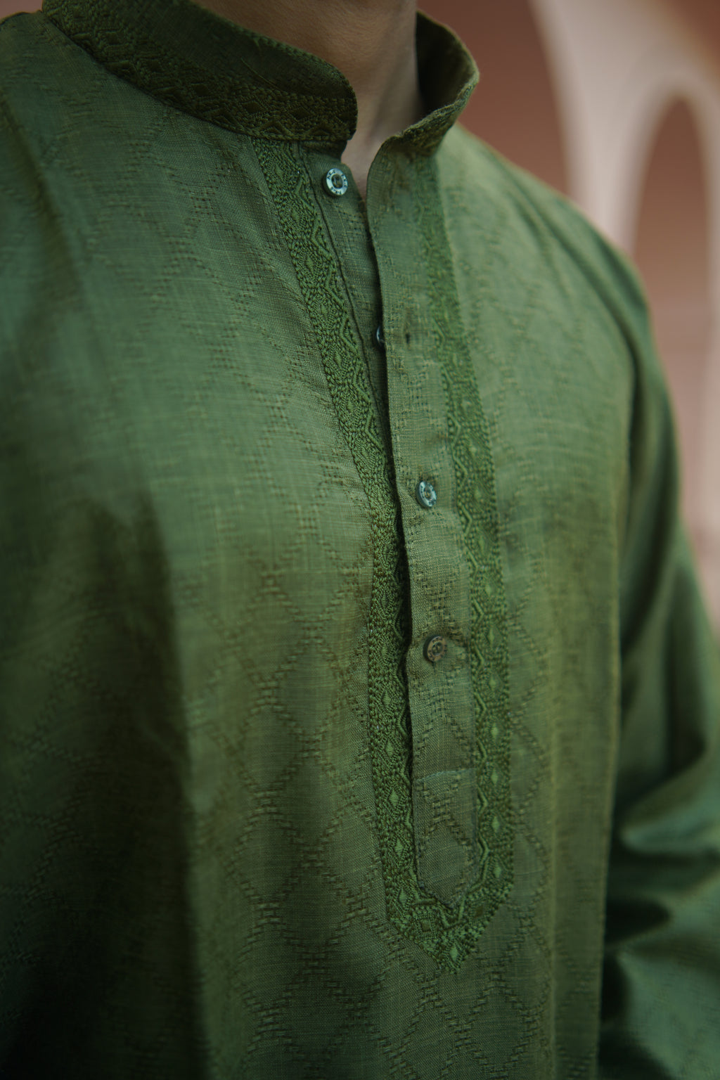 Classic Olive Green Cotton Kurta with pajama