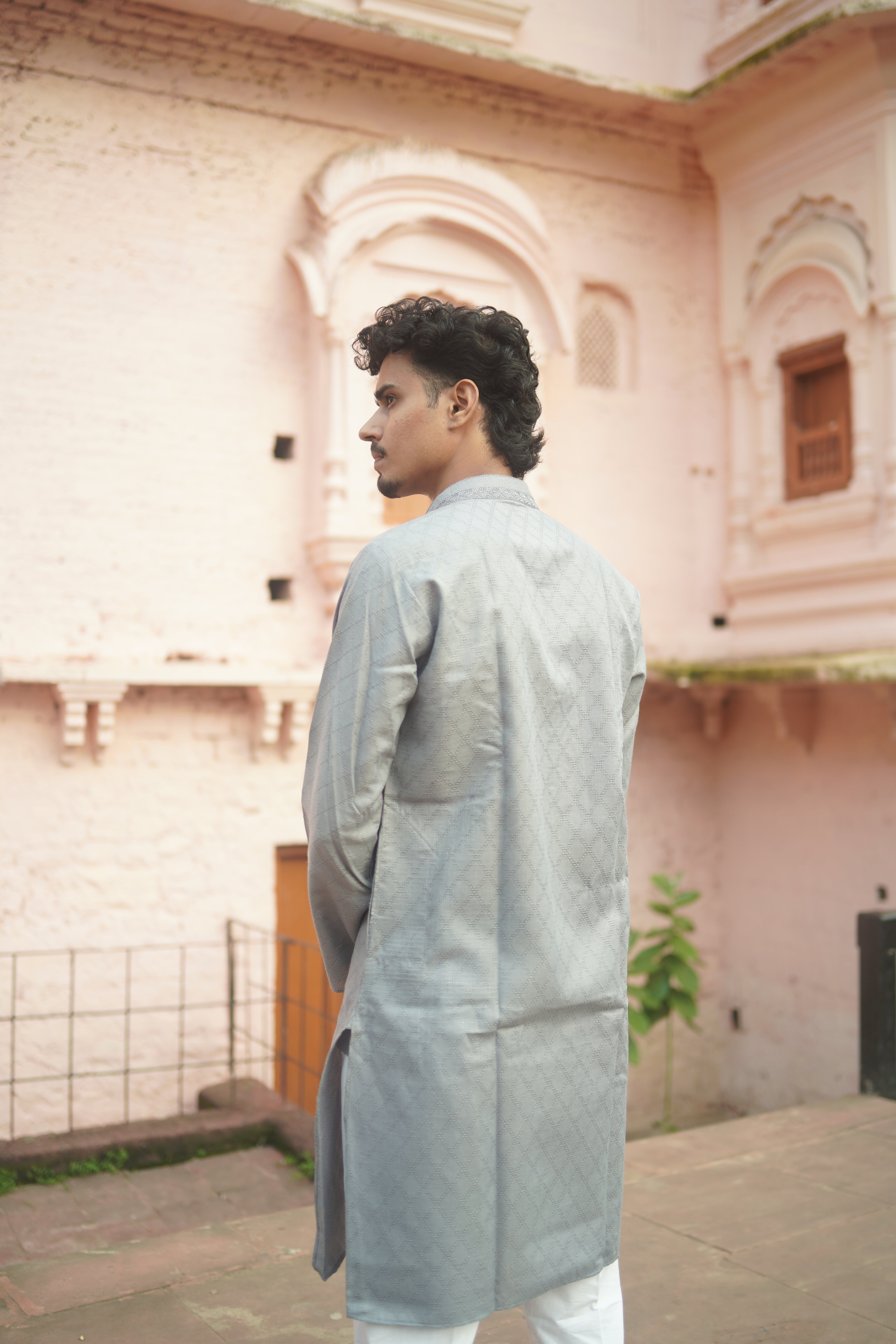 Elegant Grey Kurta for Men with pajama