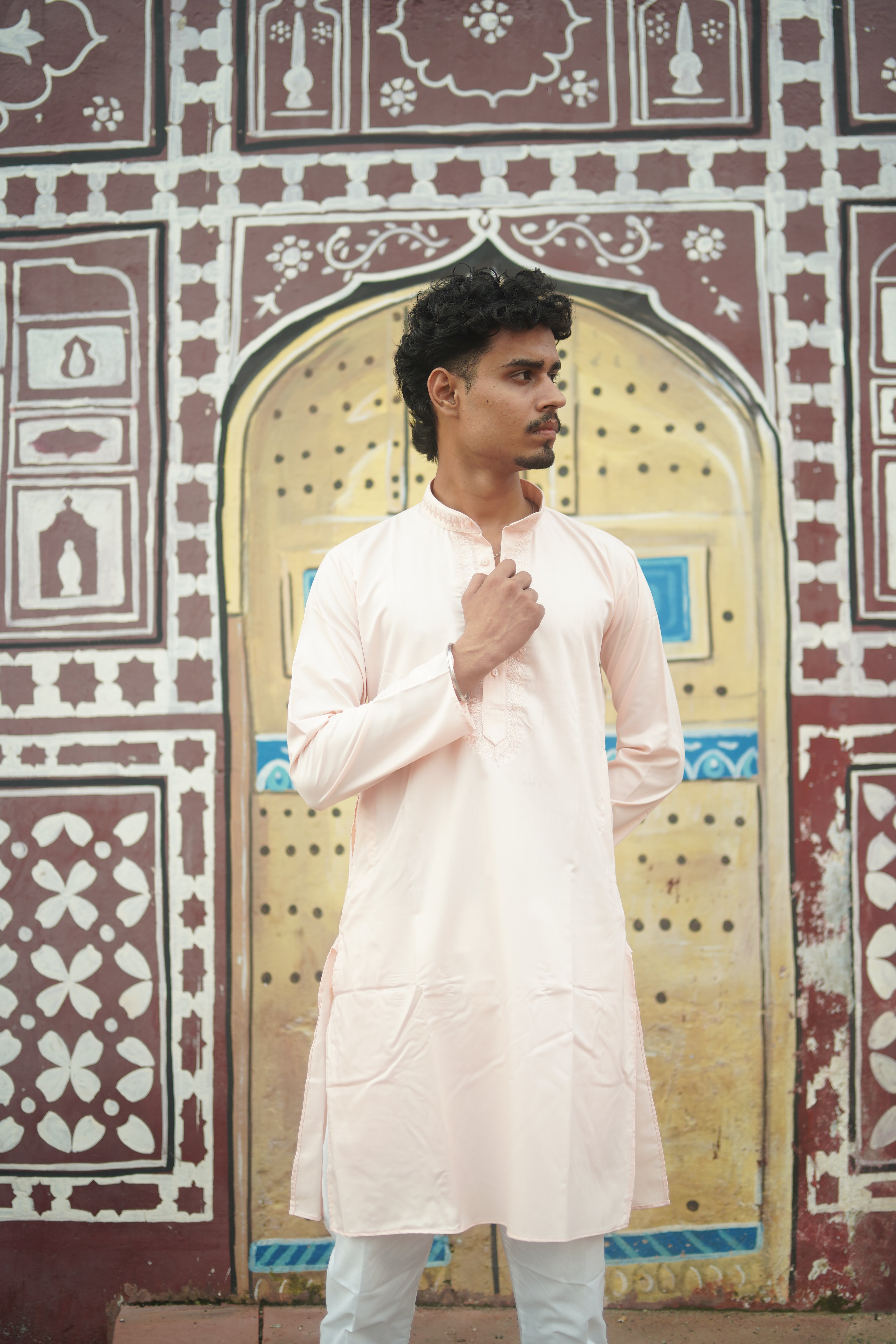 Classic Pastel Peach Kurta with pajama