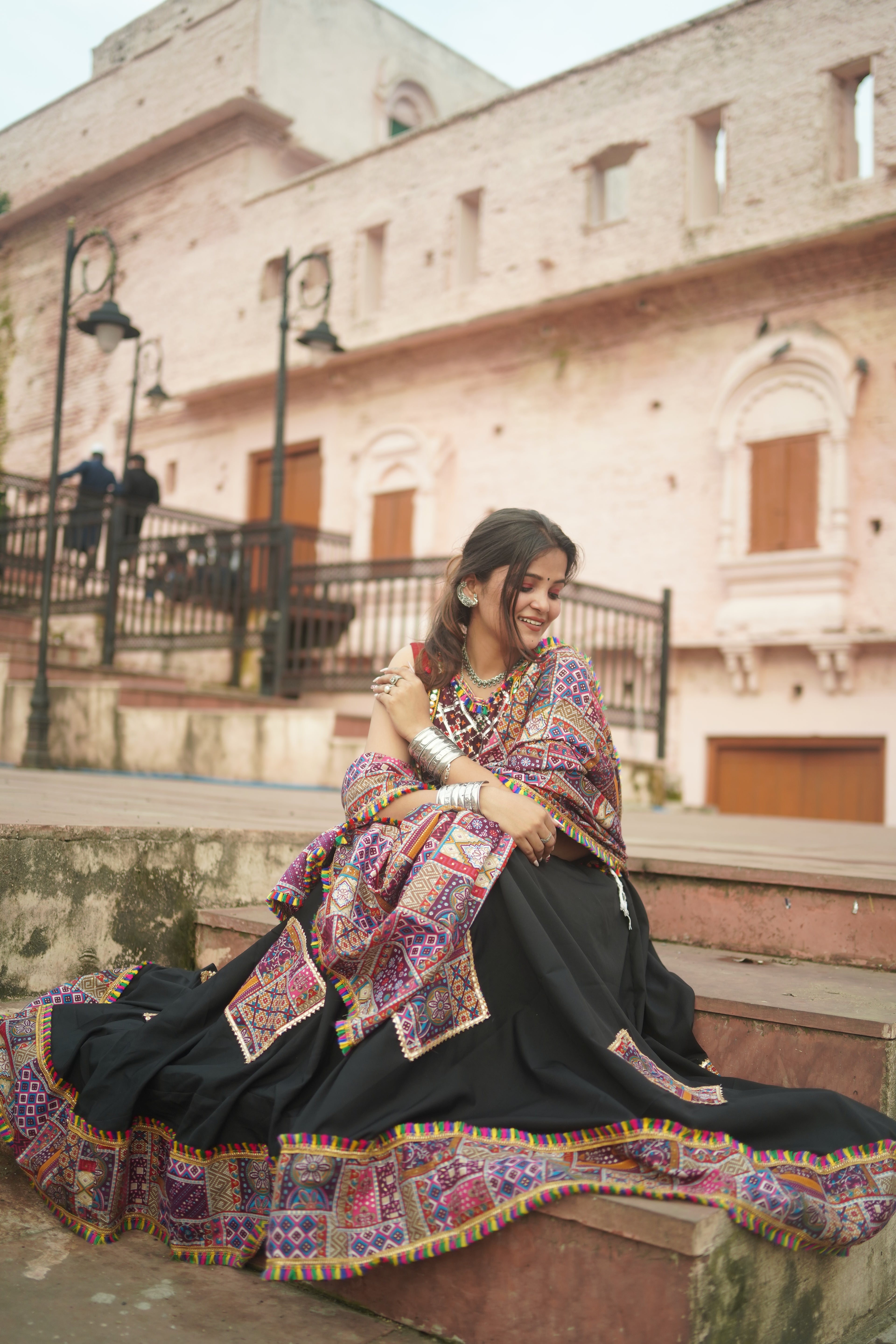 Black Lehenga with Vibrant Kutchi Embroidery