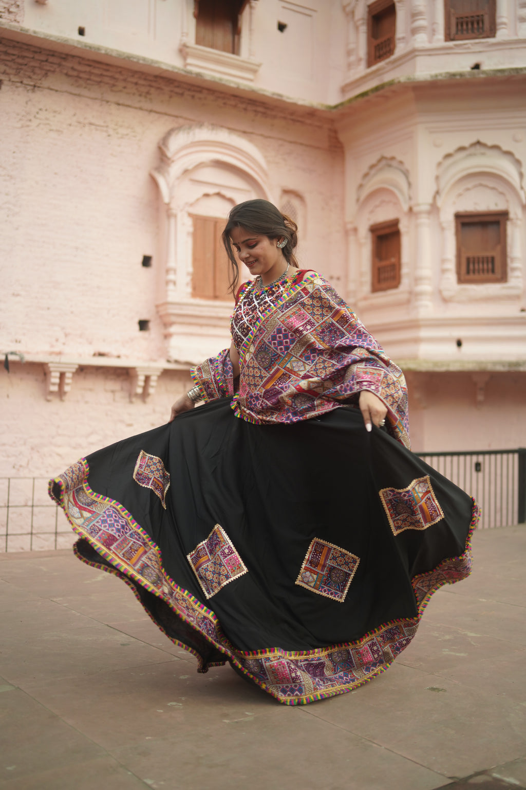 Black Lehenga with Vibrant Kutchi Embroidery